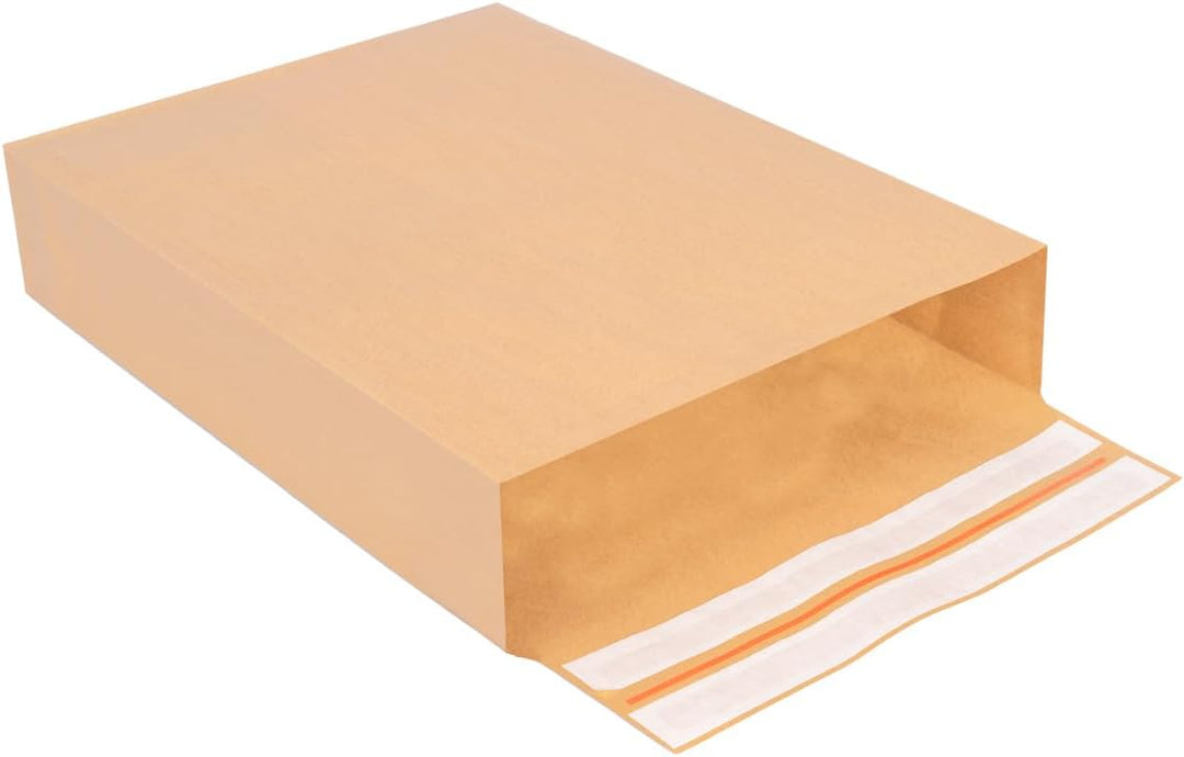 100 Faltentaschen 500x400x100 mm mit Klotzboden, doppelte Haftklebung und Aufreissfaden Versandtasch
