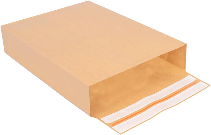 100 Faltentaschen 500x400x100 mm mit Klotzboden, doppelte Haftklebung und Aufreissfaden Versandtasch
