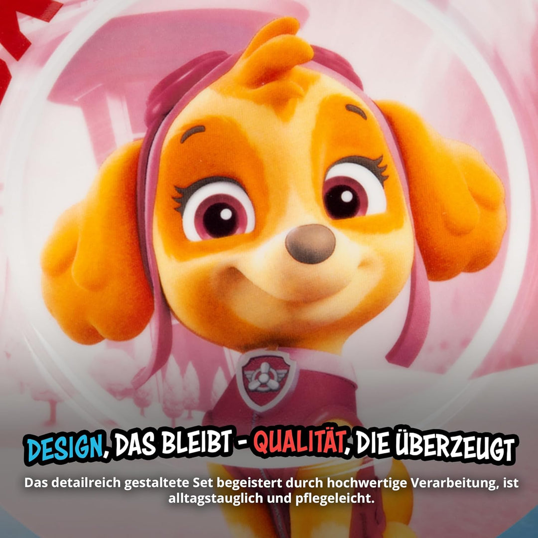 United Labels Paw Patrol Frühstücksset Kinder, mit Skye, Everest und Liberty, Geschirr Set Porzellan