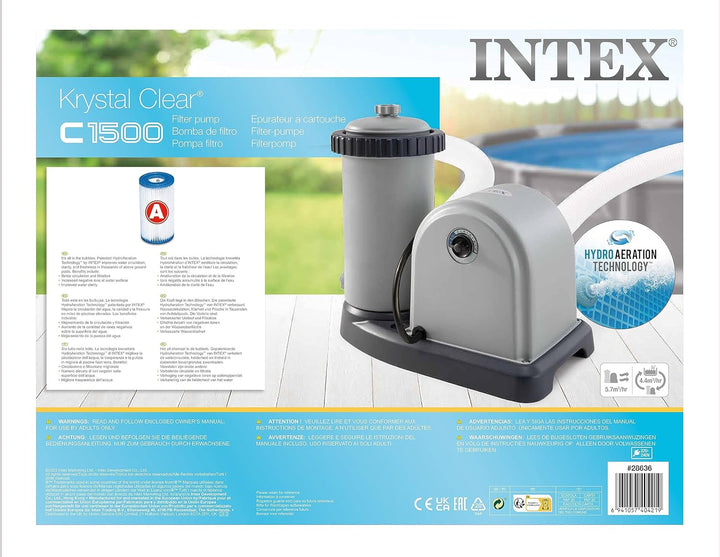Intex Krystal Clear Cartridge Filter Pump - Pool Kartuschenfilteranlage - OPTIMO 636T 1100 M3/HR