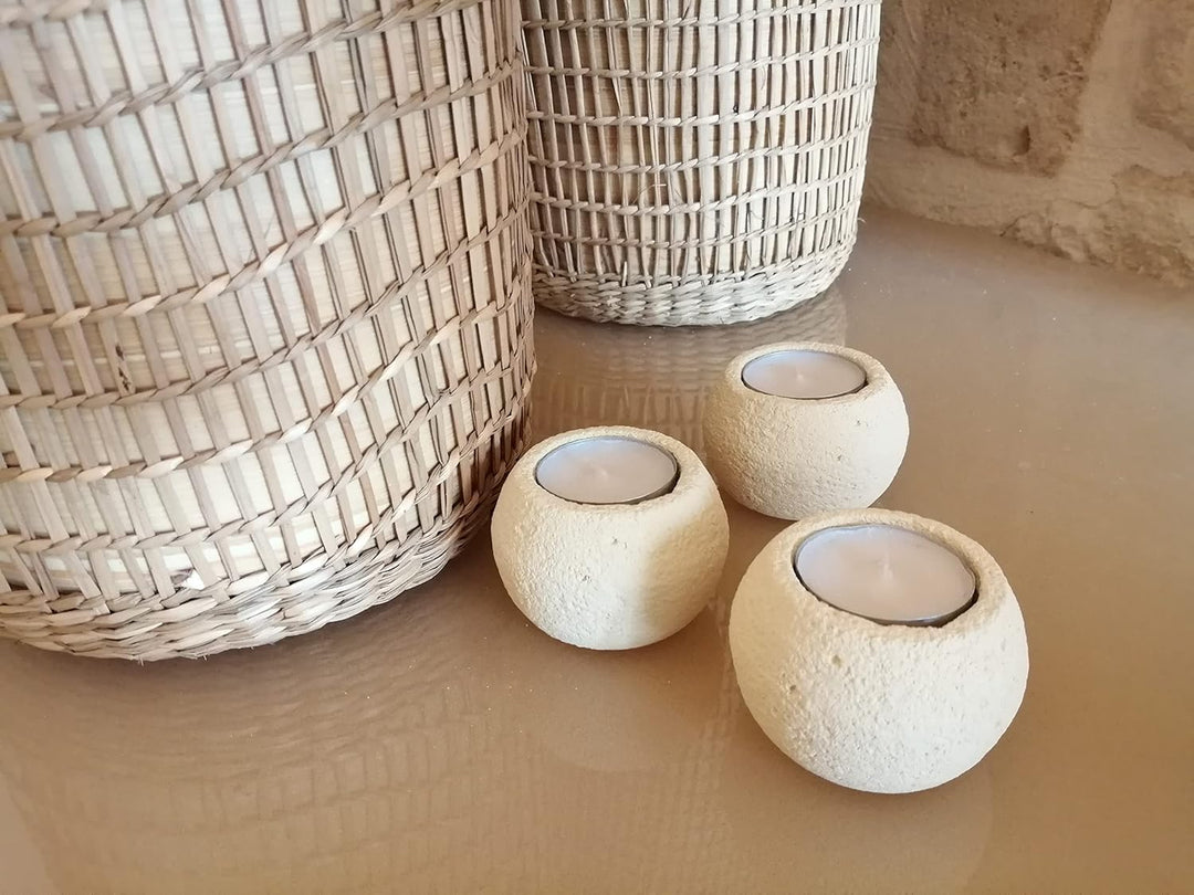 Set mit 3 Teelichthaltern PALLINA, Home Decor aus Matratze, typische Handwerkskunst. Handmade Produc
