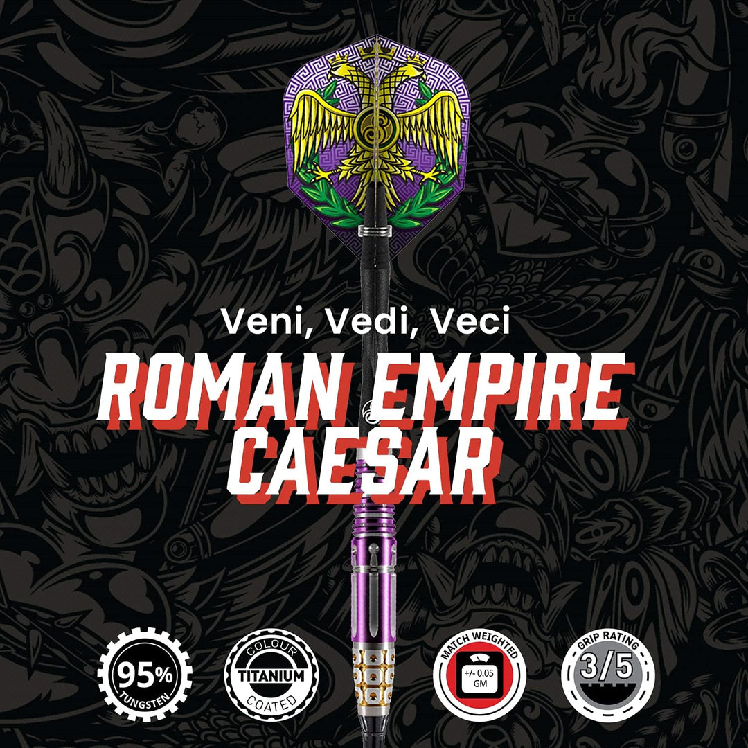 Shot! Darts Roman Empire Caesar 95% Tungsten Pro Throwing Darts Soft Tip Set, Professional – Made in