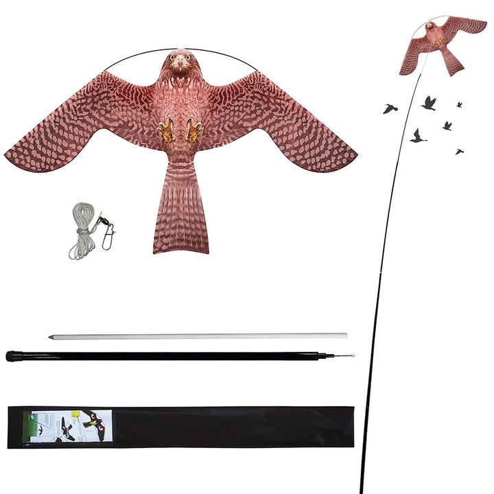 Laptony Bird Scarer Flying Kite Crops Farm Protector Bird Hawk Flying Kite mit 4 m Teleskopstange (S