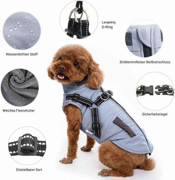 Hunde Winterjacken,Warme Hundemäntel Reflektierend Hundekleidung wasserdichte Welpenweste für kaltes