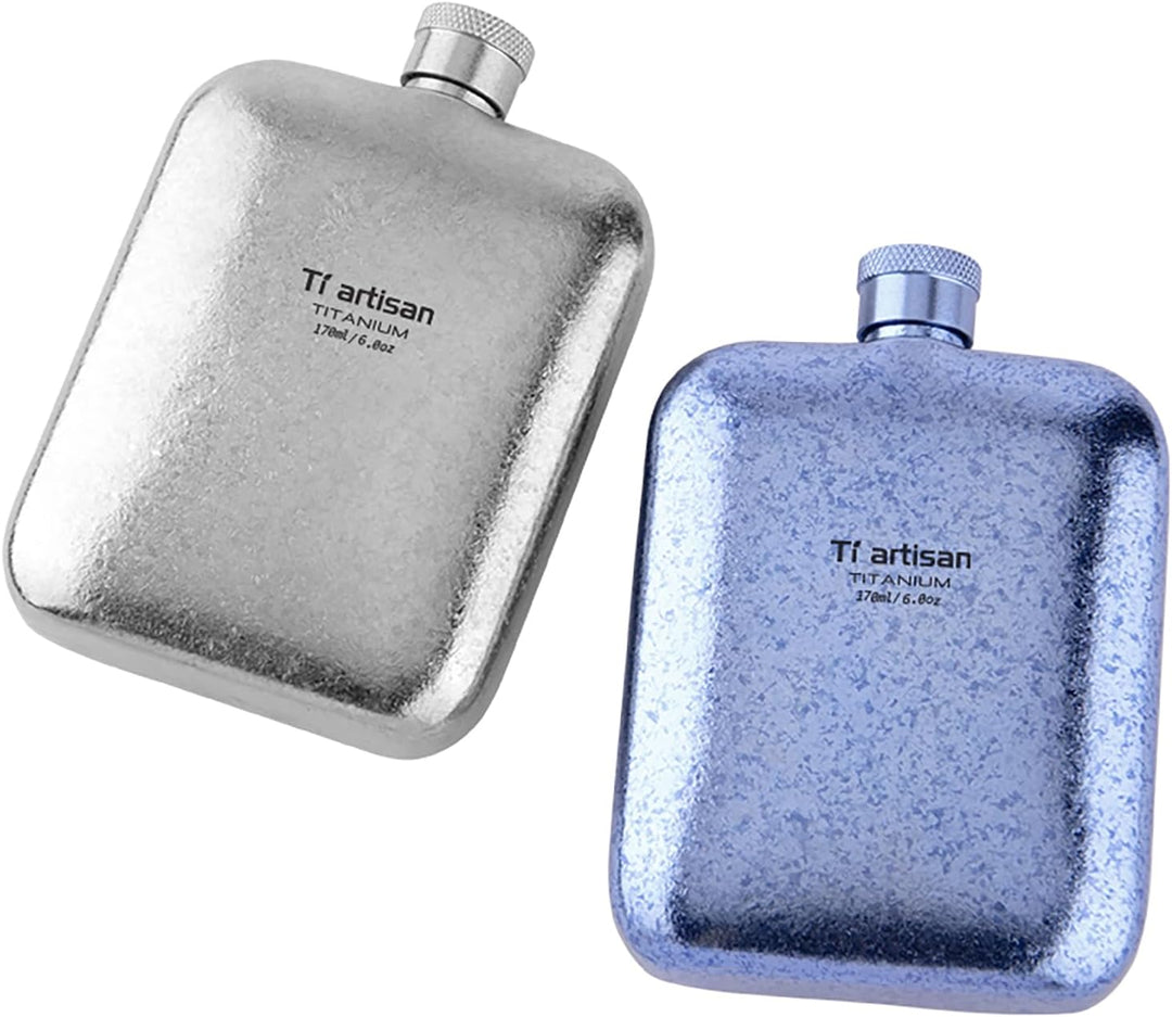 Ti artisan Titan Flachmann mit Trichter Ultraleichte Titanium Hip Flask Whisky Glaskolben für Outdoo