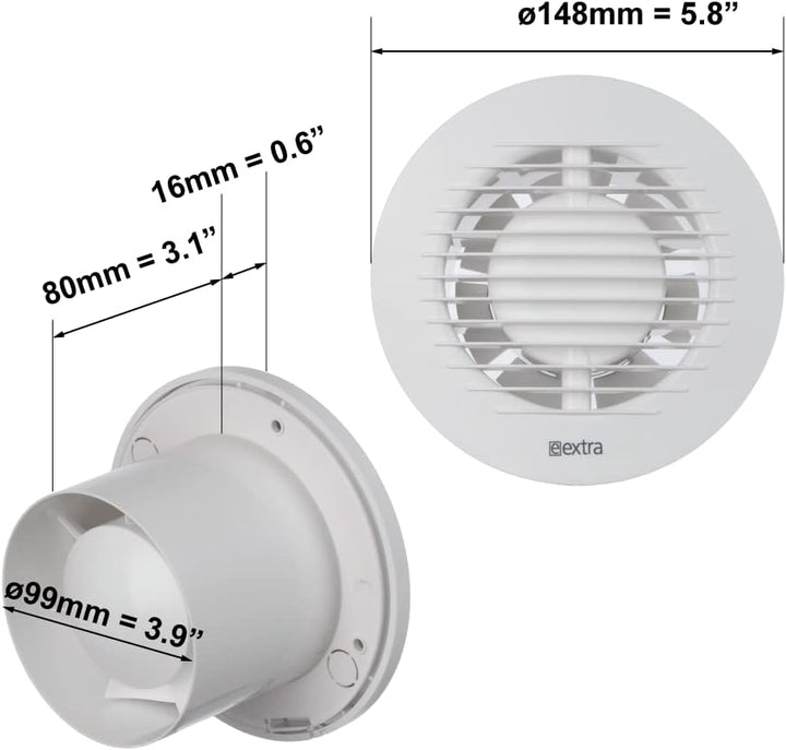 EUROPLAST Ø 100 mm Abluftventilator leise – Badlüfter weiss – Wandventilator für Küche WC Badezimmer