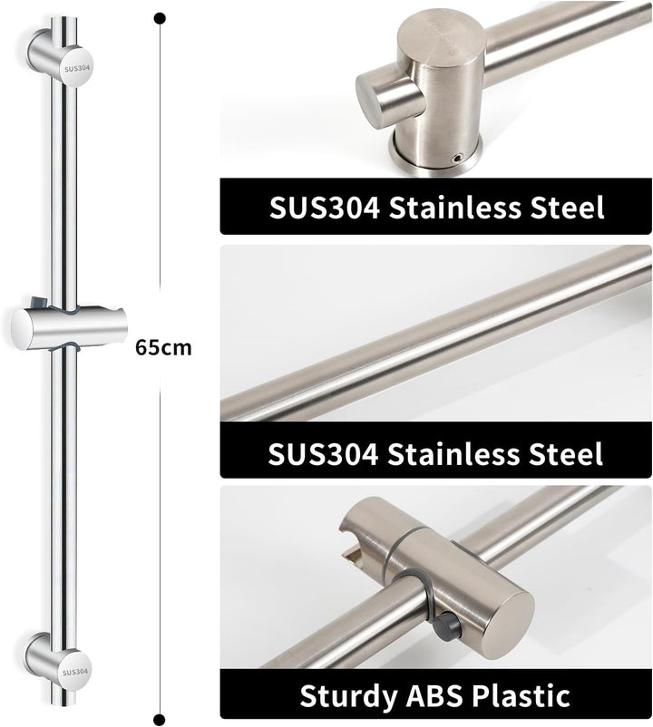Vista Duschstange, 66 cm, SUS304 Edelstahl | Badezimmerstange für Dusche, Wandmontage, verstellbarer