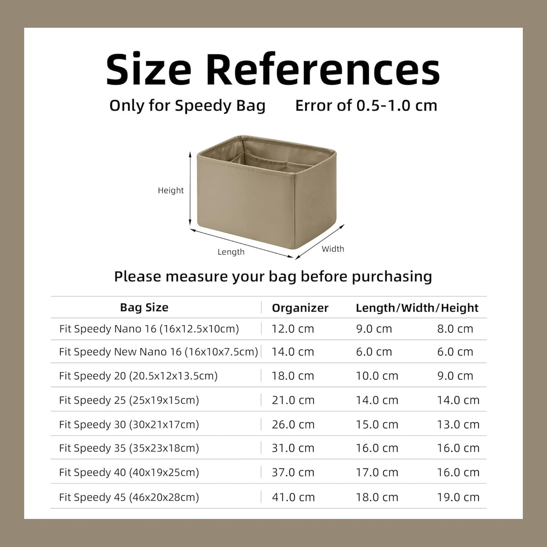 DGAZ Handtasche Tasche Organizer, Seide Innentaschen für LV Speedy Nano/20/25/30/35/40/45 Tasche, Le