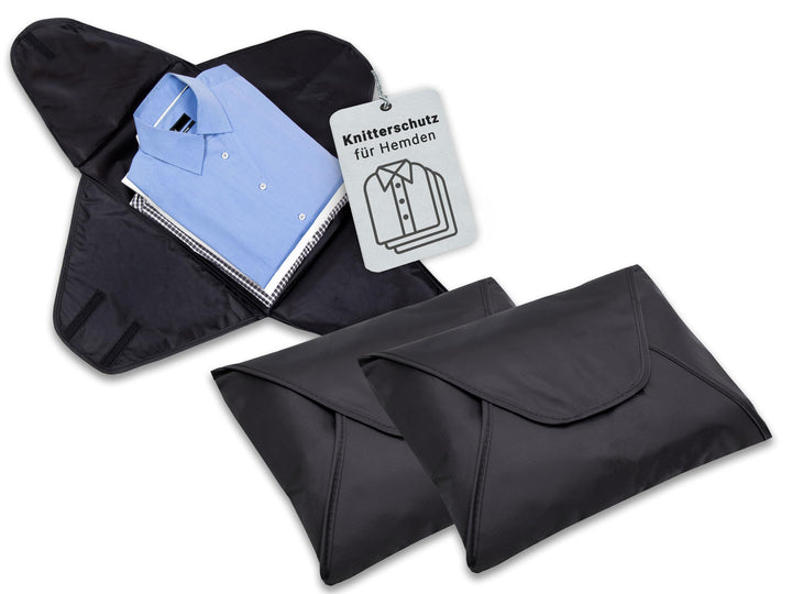 ZOLLNER 3er Set Hemdentasche 41x30 cm, faltenfreie Kleidung, wasserabweisend Schwarz, Schwarz