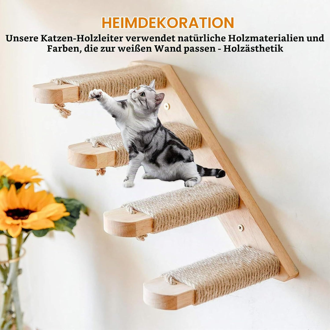 Kletterwand und Leiter für Katzen aus massiver Eiche – Möbel bis 15 kg