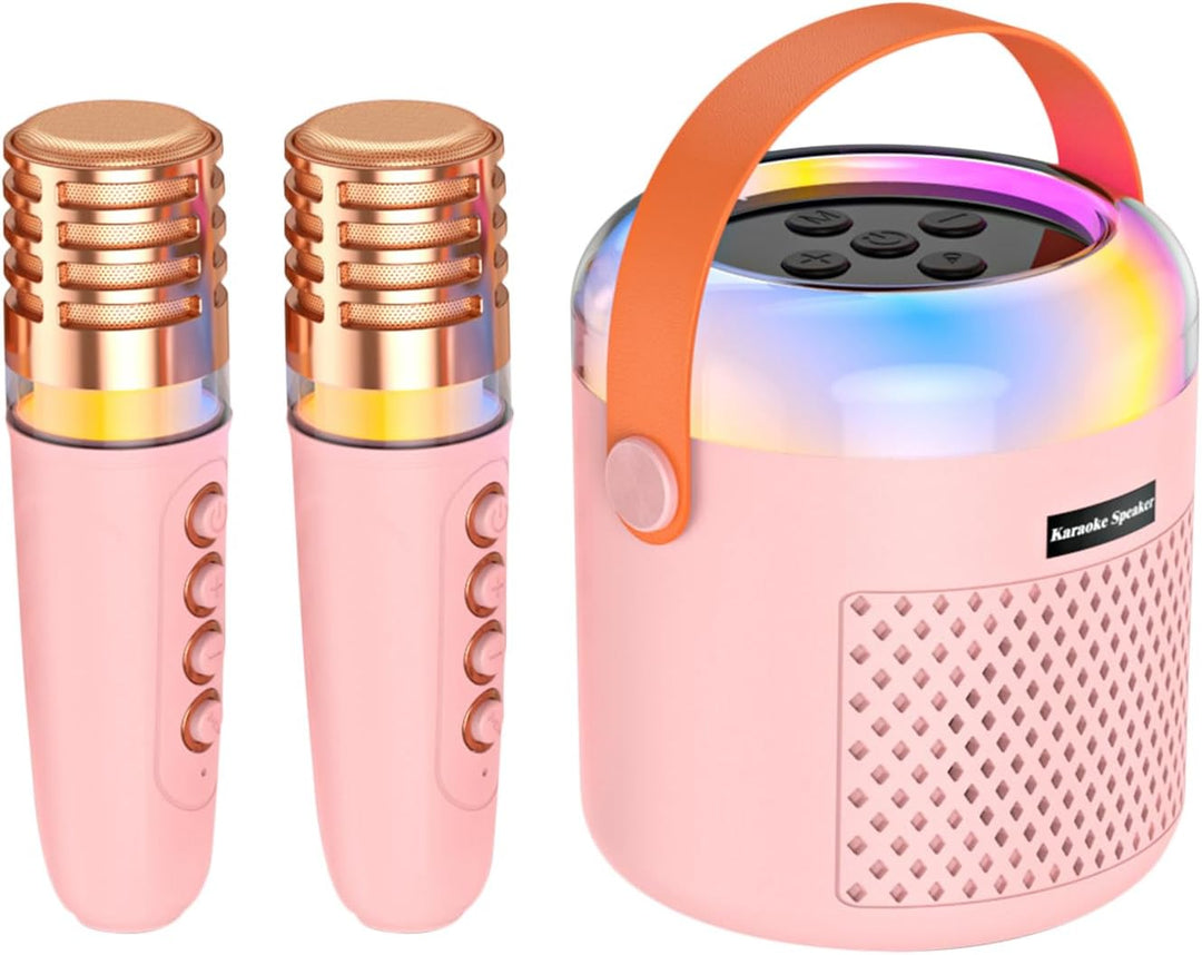 Kleine Karaoke Maschine - Musikabspieler Mit LED-Lichtern - Tragbarer Karaoke-Lautsprecher mit Mikro