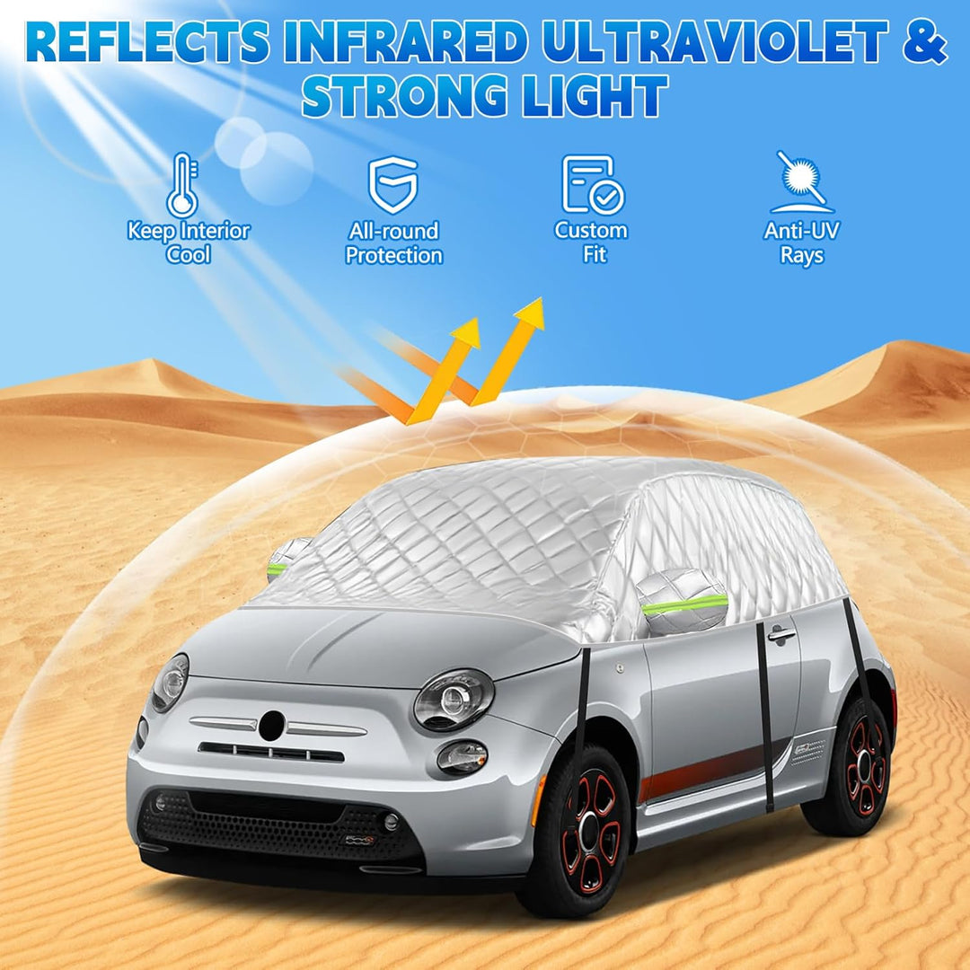 Halbe Autoabdeckung Schrägheck Universalmodell 300X150X49cm, Verdickte Halbgarage Wasserdicht Ersatz