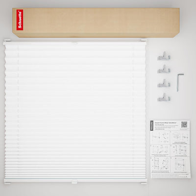 Schuette® Plissee ohne Bohren ● Premium Kollektion: White Day (Weiss) ● 80x130cm (Breite x Höhe) ● S