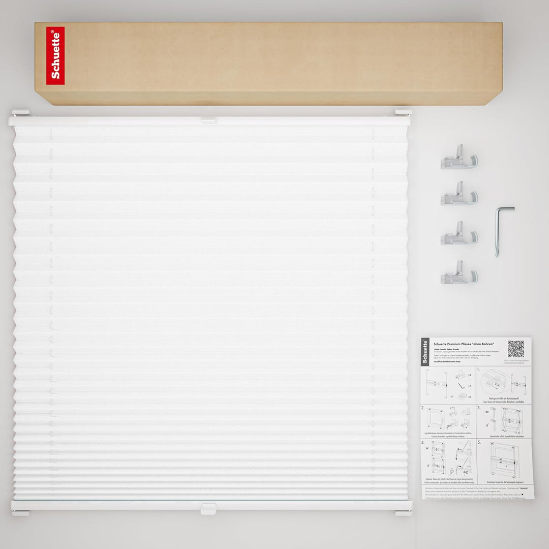 Schuette® Plissee ohne Bohren ● Premium Kollektion: White Day (Weiss) ● 130x100cm (Breite x Höhe) ●