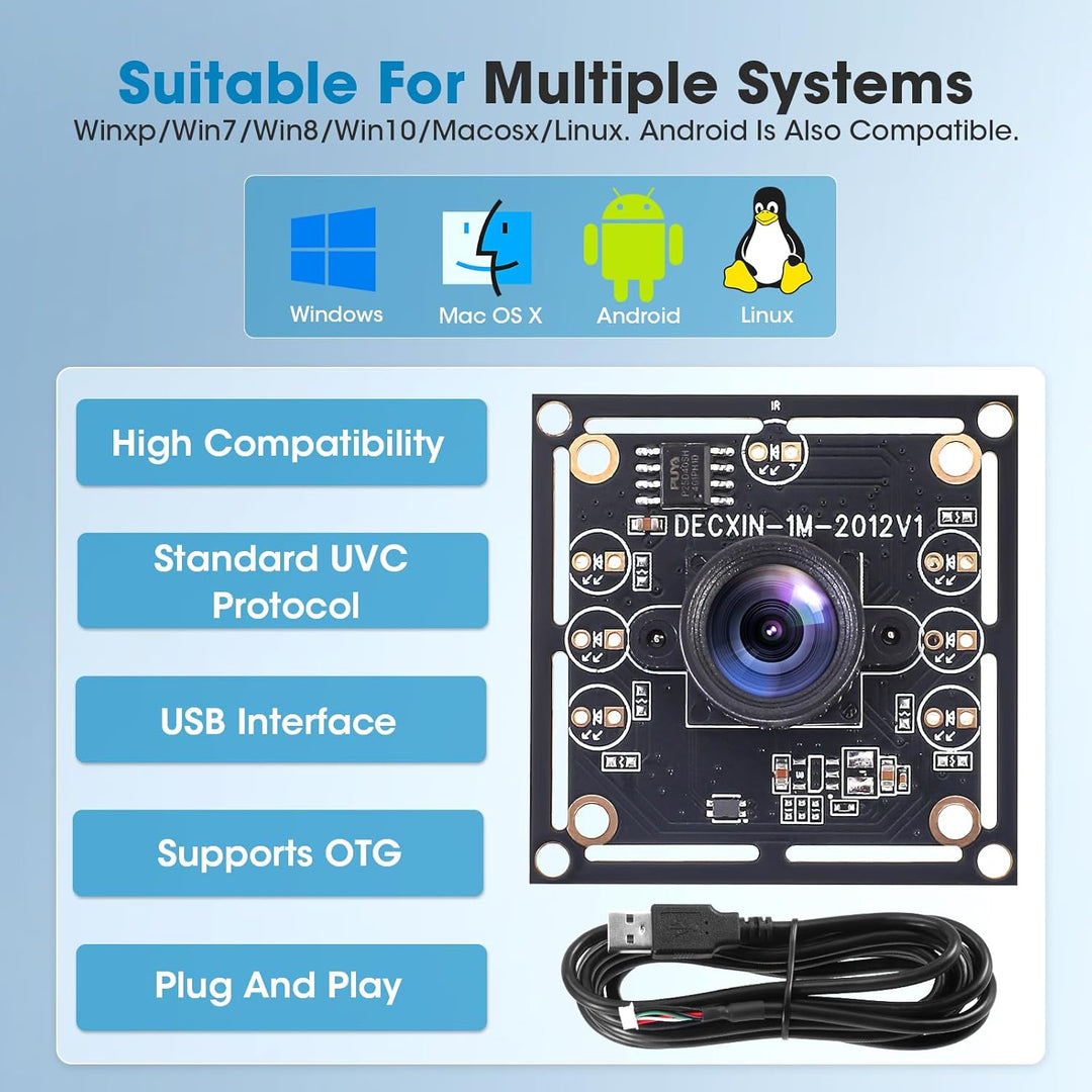 3 Stück Ov9732 Kameramodul 100°,1280X720 30Fps,USB2.0,Mit 2 M Kabel,Kompatibel Mit Autodart Kamerasy