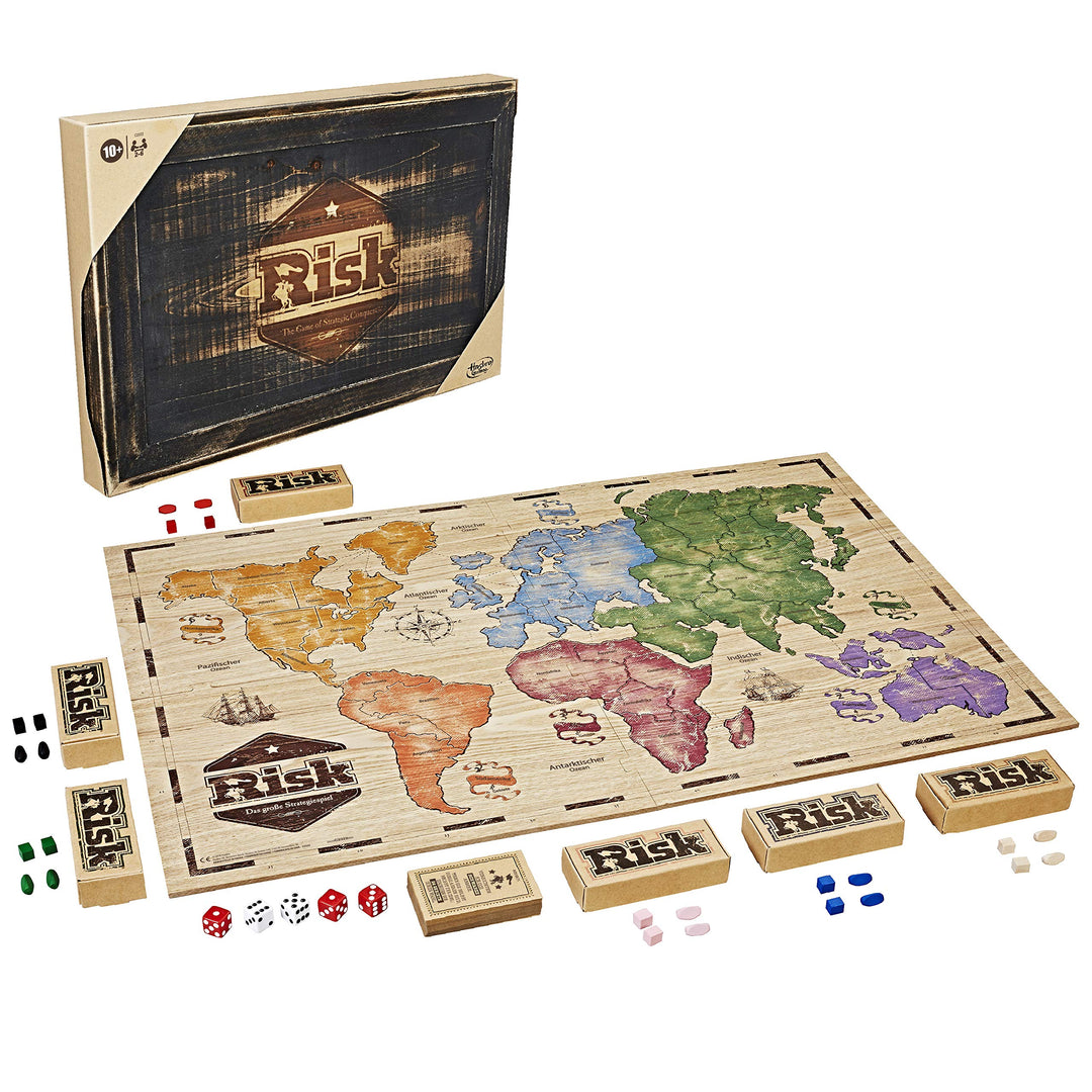 Hasbro Gaming Risiko Rustic, grosse Strategiespiel in Holz Edition, 2 Spieler, deutsche Sprachvarian