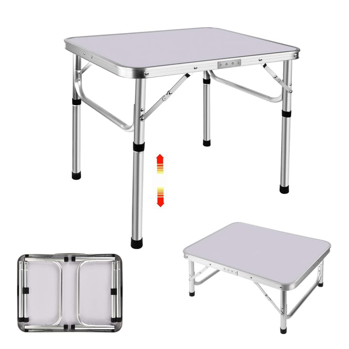 Qimu Tragbarer Klapptisch, 60 cm, zusammenklappbar, aus Aluminium, leicht, verstellbar, für Garten,