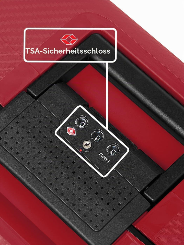 REDOLZ Hartschalen Check-in Koffer ohne Reissverschluss | 3-Punkt-Verschluss-System | Mittelgrosser