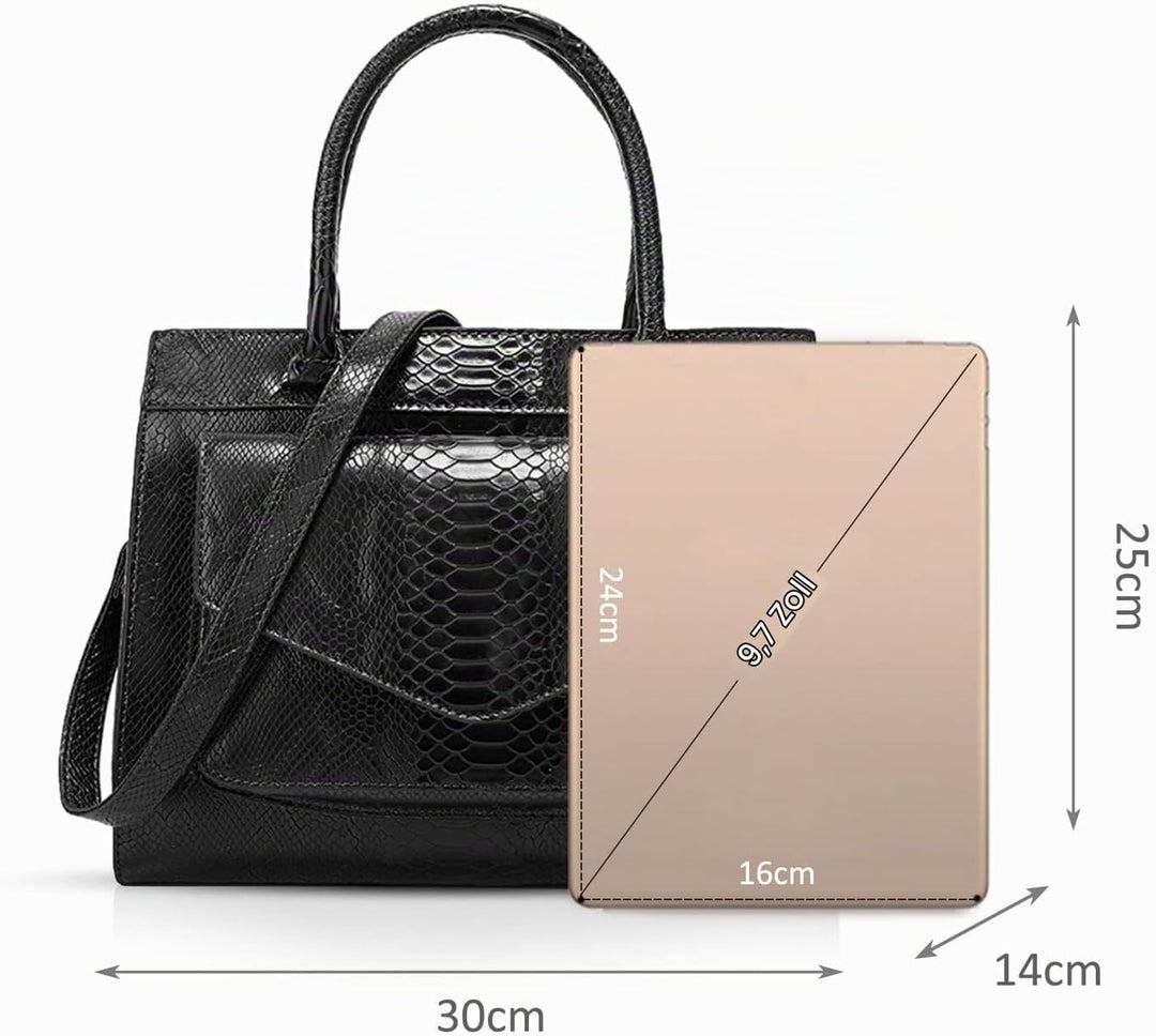 NICOLE &amp; DORIS Damen Handtaschen Krokodil Handtasche Henkeltasche Lackiert Krokodil Top Griff Henkel