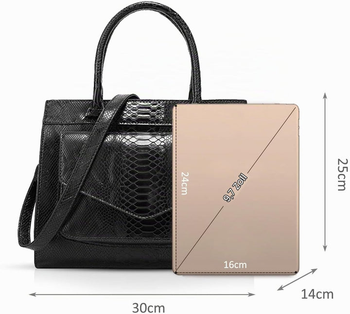 NICOLE &amp; DORIS Damen Handtaschen Krokodil Handtasche Henkeltasche Lackiert Krokodil Top Griff Henkel