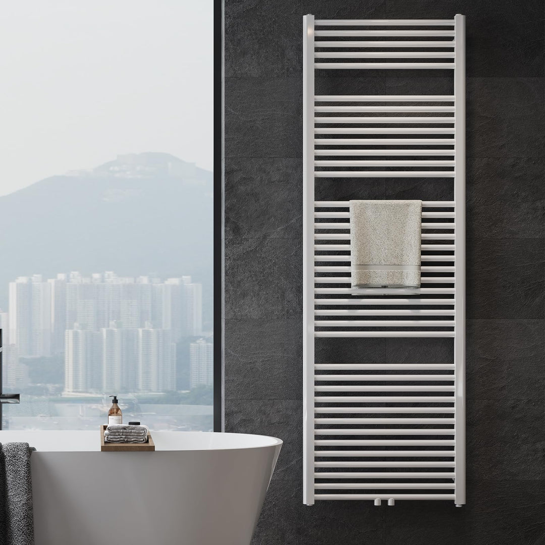 YEAUPE PRO Radiator für Warmwasseranlagen mit Handtuchhalter, Stahlkonstruktion, 1800 x 600 mm, Weis