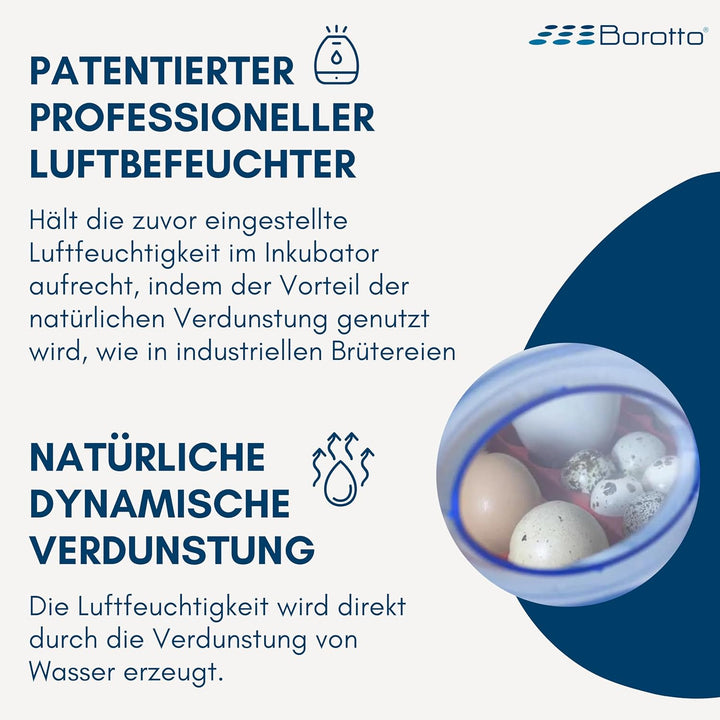 Borotto SIRIO - Patentierter professioneller Luftbefeuchter mit Hygrometer mit dynamischer Verdampfu