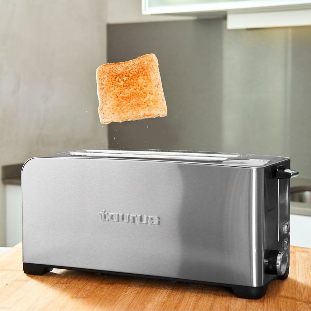 Taurus Mytoast Legend 45 mm breiter Schlitz-Toaster, Edelstahl, Grau Extra langer Schlitz 1, Extra l