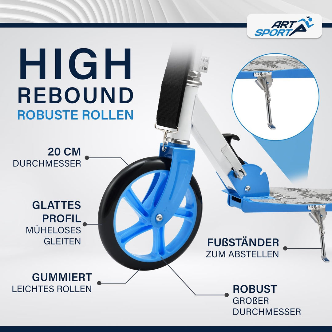 ArtSport Cityroller Scooter mit Big Wheel Räder & Tragegurt - Für Kinder ab 3 Jahren - 4 Designs 88