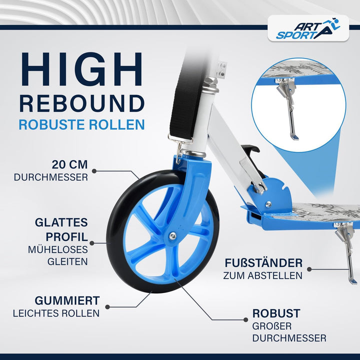ArtSport Cityroller Scooter mit Big Wheel Räder & Tragegurt - Für Kinder ab 3 Jahren - 4 Designs 88
