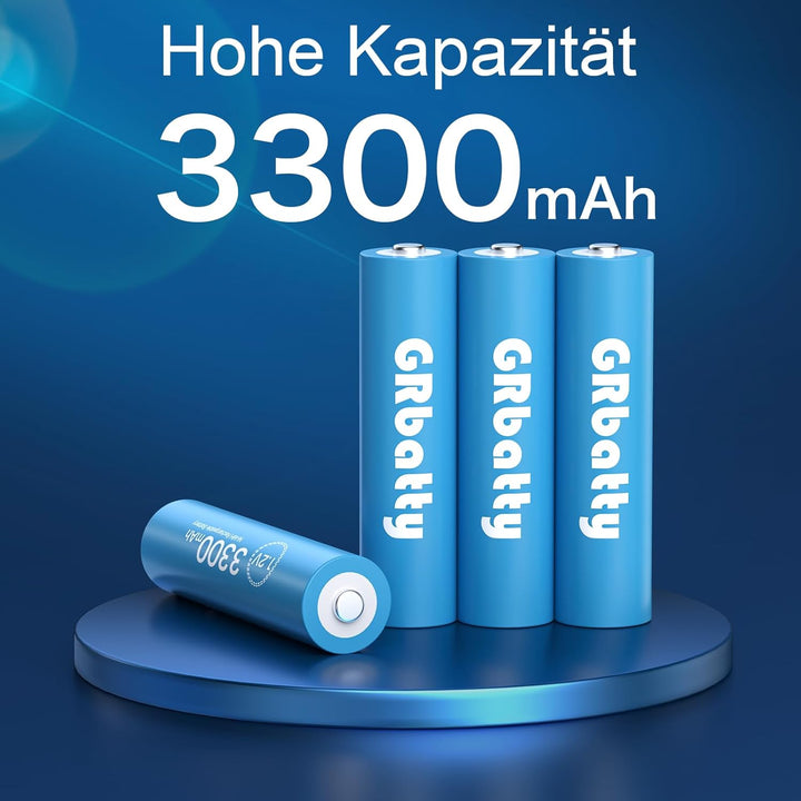1.2V NiMh Wiederaufladbare AA Akku 3300mAh (4 Stück) AAA Akkus 1100mAh (4 Stück) Mit Ladegerät für N