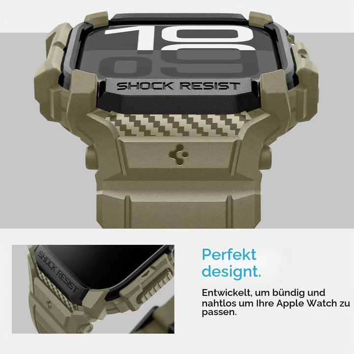 Spigen Rugged Armor Pro Hülle mit Armband Kompatibel mit Apple Watch 11/10 46mm (2025/2024) Vintage