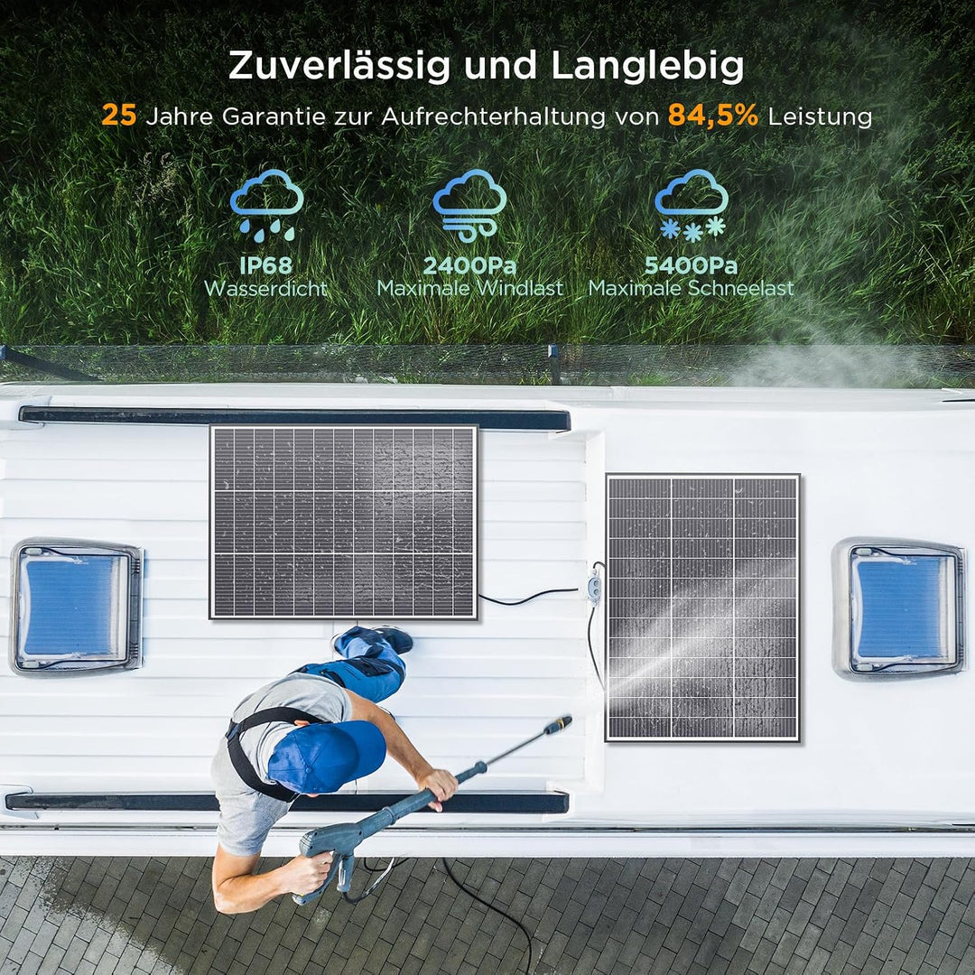 200W(2X100W) N-Type 16BB Solarpanel, Callsun 2PCS 100W Monokristalline Solarmodule, Ideal für 12V Ba