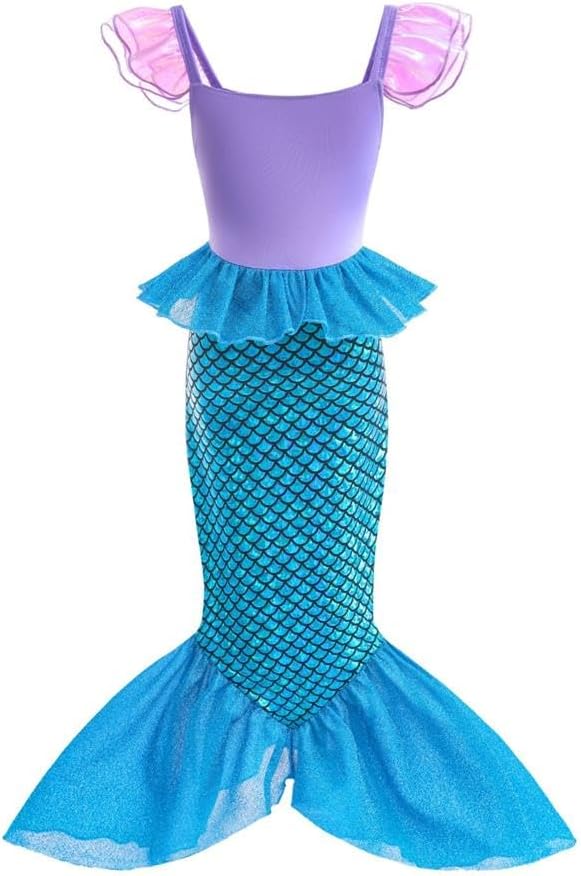 Lito Angels Prinzessin Meerjungfrau Arielle Kostüm Kleid Verkleidung mit Perücke für Kinder Mädchen