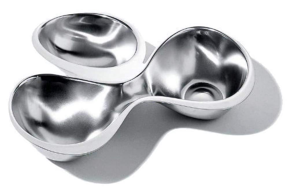 Alessi RA03 Schale mit 3 Sektionen, Edelstahl, Silber, 10.5 x 21.5 x 13.5 cm, 10.5 x 21.5 x 13.5 cm