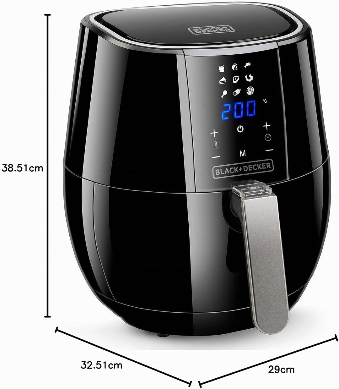 BLACK+DECKER BXAF3500E - Digitale Heissluftfritteuse, 1500W, 3l, Ohne Öl, Frittieren, braten, backen