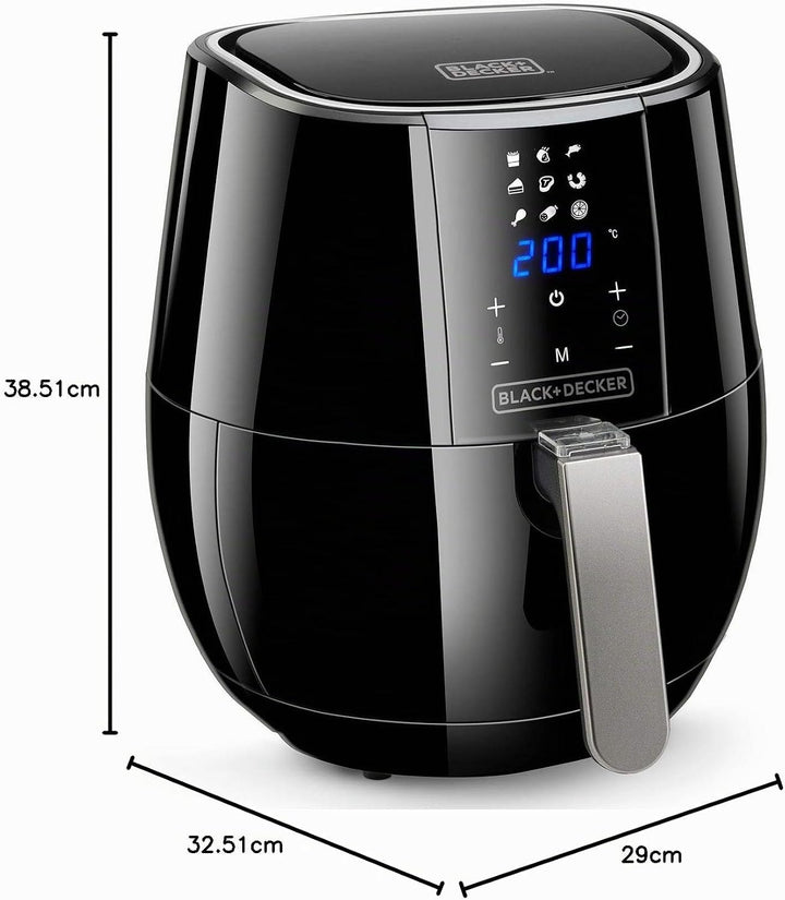 BLACK+DECKER BXAF3500E - Digitale Heissluftfritteuse, 1500W, 3l, Ohne Öl, Frittieren, braten, backen