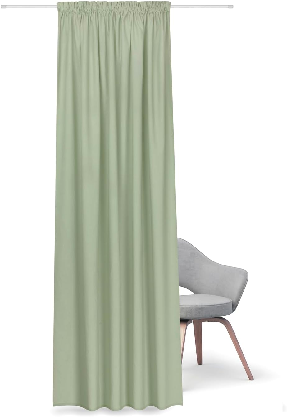 Gardine Magdalena aus zertifizierter Bio Baumwolle B/H: 140/245 cm blickdichter Vorhang grün, Grün