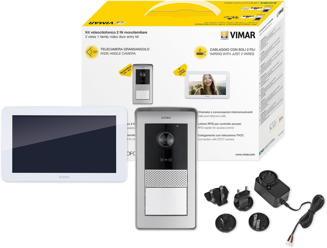 VIMAR K42915 Set AP-Videohaustelefon mit 1 Touchscreen-Videohaustelefon, 1 RFID-Audio-/Video-Klingel