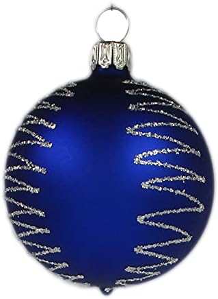 Thüringer Christbaumschmuck Exclusiv BLAU Weiss Mix 8cm Handarbeit Germany 12er Set