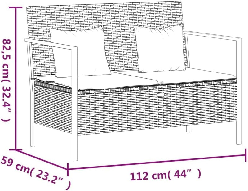 Tidyard Gartenbank mit Stauraum Parkbank Terrassenbank 2-Sitzer Sitzbank mit Kissen Rückenlehne & Ar