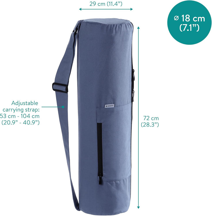 Navaris XXL Yogatasche für Yogamatte aus Baumwolle - Tasche für Yoga Matte mit Reissverschluss Trage