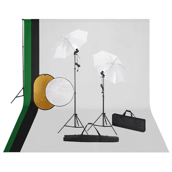 Fotostudio-Set mit Studioblitz, Dauerlicht, LED-Licht, Reflektor, Teleskop-Hintergrundsystem, 3 Baum