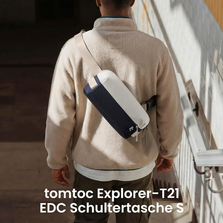 tomtoc Premium T21 Sling Bag Herren 3L EDC Umhängetasche, leichte robuste Schultertasche für iPad mi