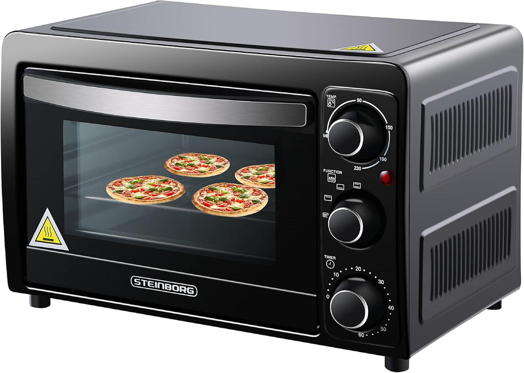 Mini Backofen 15 Liter Pizza-Ofen 3in1 Backofen Minibackofen Miniofen Krümelblech Ober-/Unterhitze E