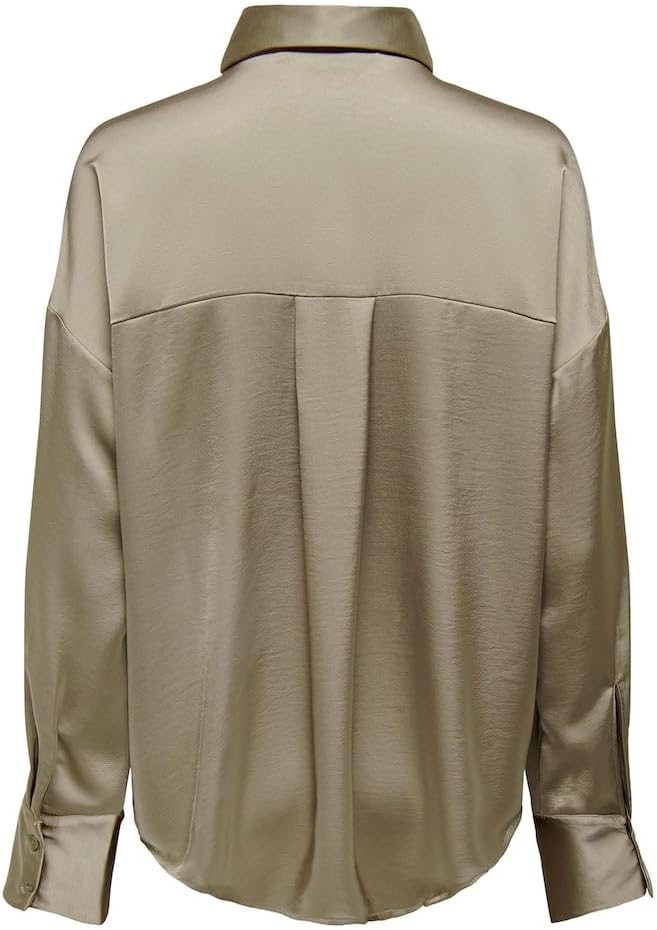 ONLY Damen Onlmarta Ls Oversize Satin Shirt WVN Bluse XS Weathered Teak, XS Weathered Teak