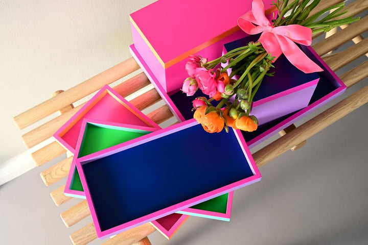 Gift Company Neo, Tablett, quadratisch (32x2,5x32cm), 2 farbig, gelb/rosa