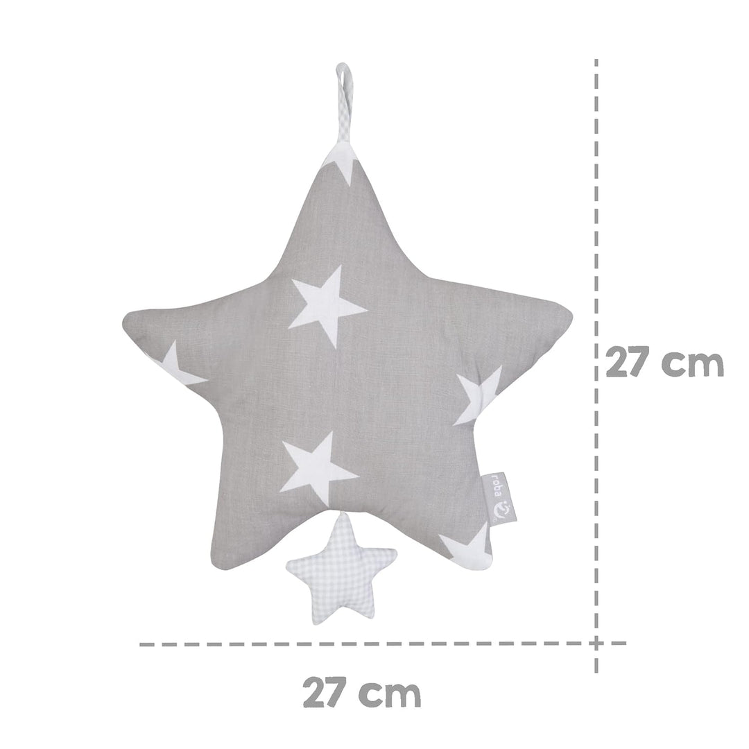 roba Spieluhr 'Little Stars', Einschlafhilfe, Textil-Stern waschbar, Babyzimmer Deko grau / weiss, L