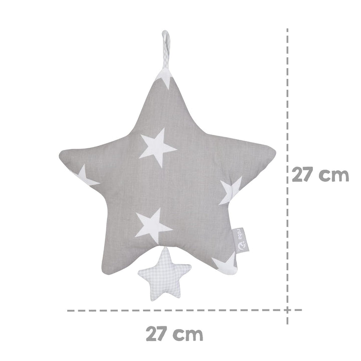 roba Spieluhr 'Little Stars', Einschlafhilfe, Textil-Stern waschbar, Babyzimmer Deko grau / weiss, L