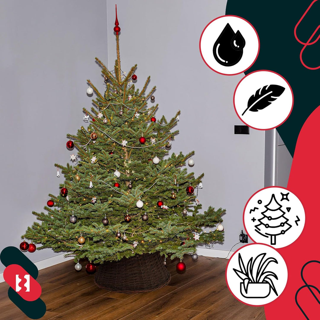 KOTARBAU® Weihnachtsbaum Rock aus Weide Ø 60 cm, Dunkel Braun Christbaumständer aus Rattan Natur, We