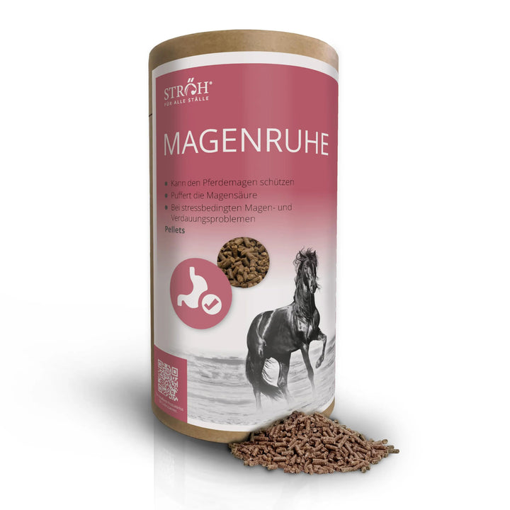 STRÖH Magenruhe Pferd (1,5kg) • Für Pferde Magen, Darm & Verdauung • Mineralfutter mit Bierhefe, San